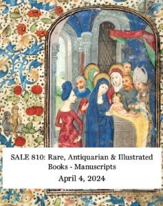 Sale 810 catalogue cover depicting lot 75 a Book of Hours manuscript