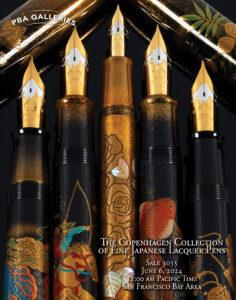 Catalogue cover for Sale 3035 featuring 5 pens from the 'copenhagen Collection
